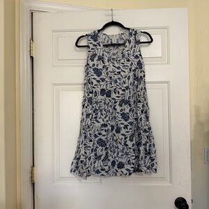 Rachel Zoe Blue Floral Linen Sleeveless Sundress Dress Size XS